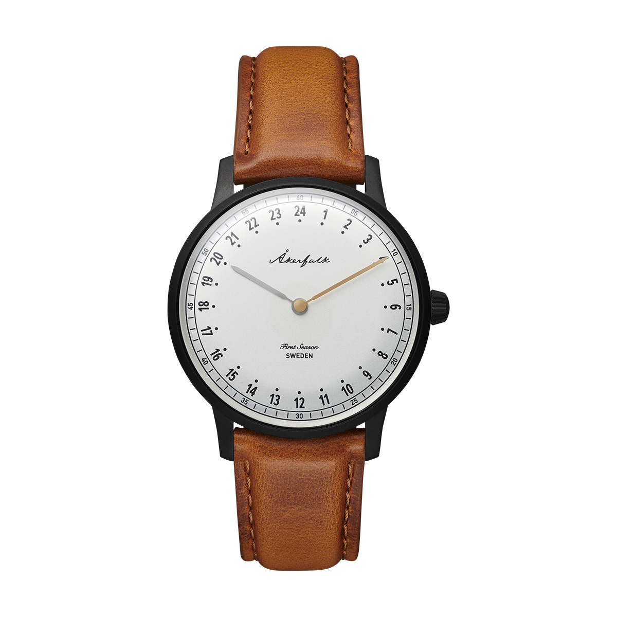 First Season Matte Black White with Lt Brown Leather